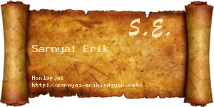 Sarnyai Erik névjegykártya
